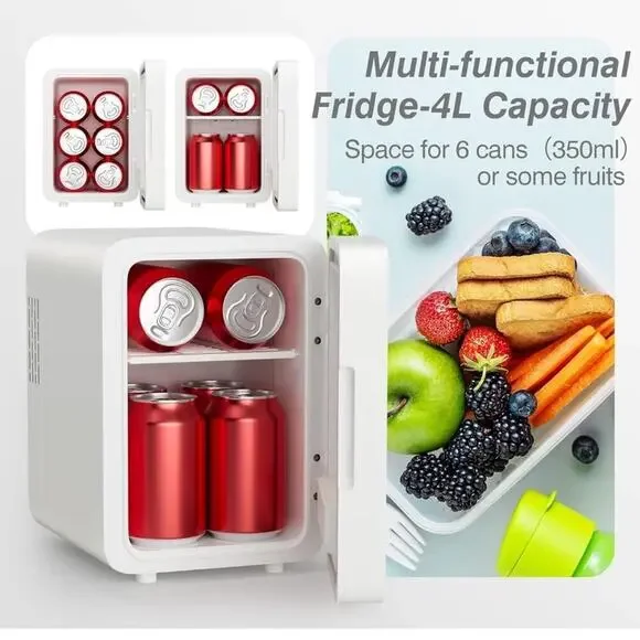 Skincare Mini Fridge Dimming LED Mirror (4 Liter6 Can)
Cooler Warmer Makeup Food - Picture 6 of 7